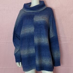 Calvin Klein Oversized Blue Striped Alpaca Blend Sweater size XL